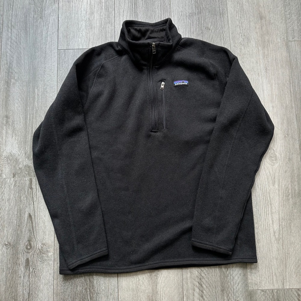 Patagonia Men's Size L Black 1/4 Zip Fleece Better Sweater Chest Pocket